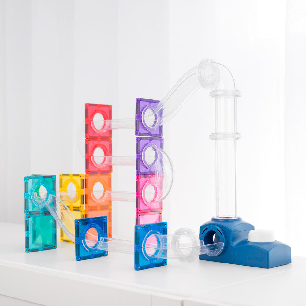 CONNETIX Magnetic Tiles 47 Piece - Ball Run Launcher Pack.