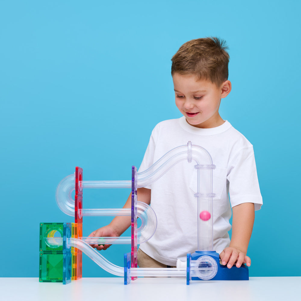 CONNETIX Magnetic Tiles 47 Piece - Ball Run Launcher Pack.