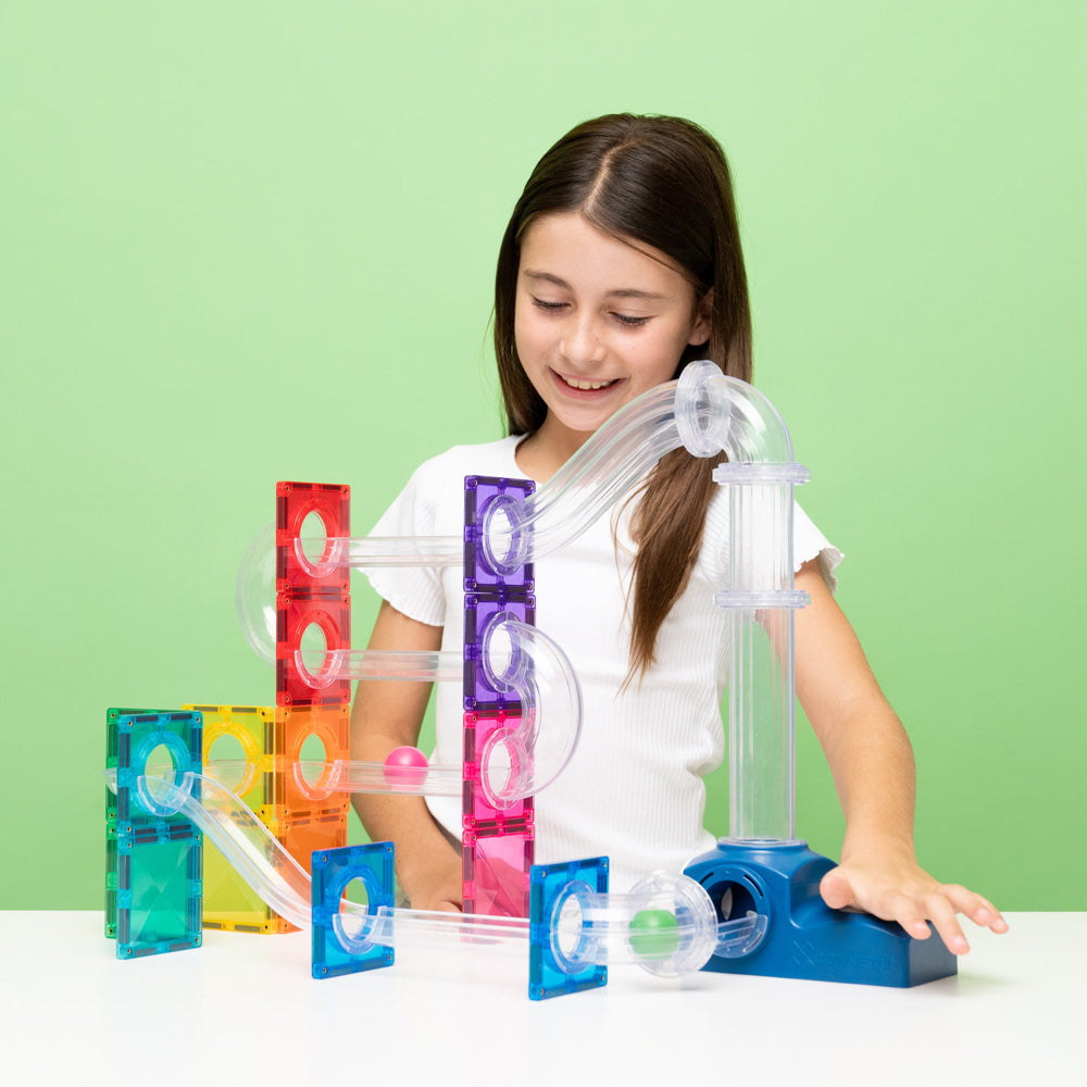 CONNETIX Magnetic Tiles 47 Piece - Ball Run Launcher Pack.
