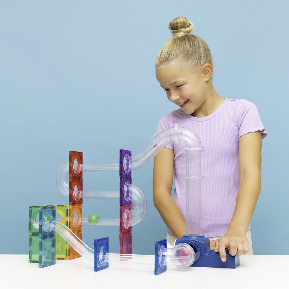 CONNETIX Magnetic Tiles 47 Piece - Ball Run Launcher Pack.