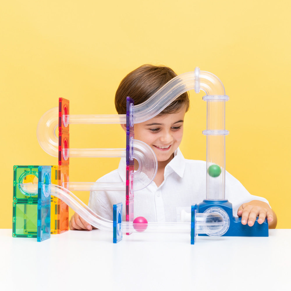 CONNETIX Magnetic Tiles 47 Piece - Ball Run Launcher Pack.