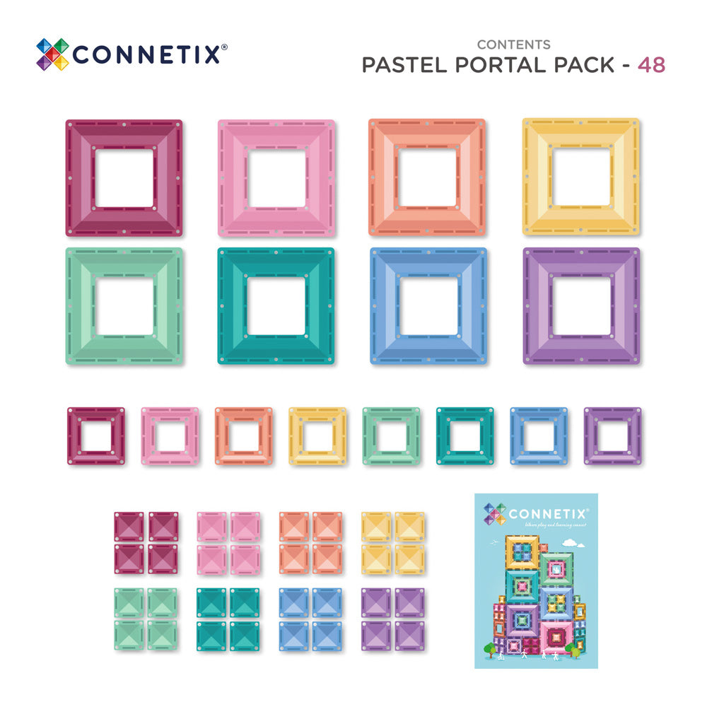 CONNETIX Magnetic Tiles 48 Piece - Pastel Portal Pack.
