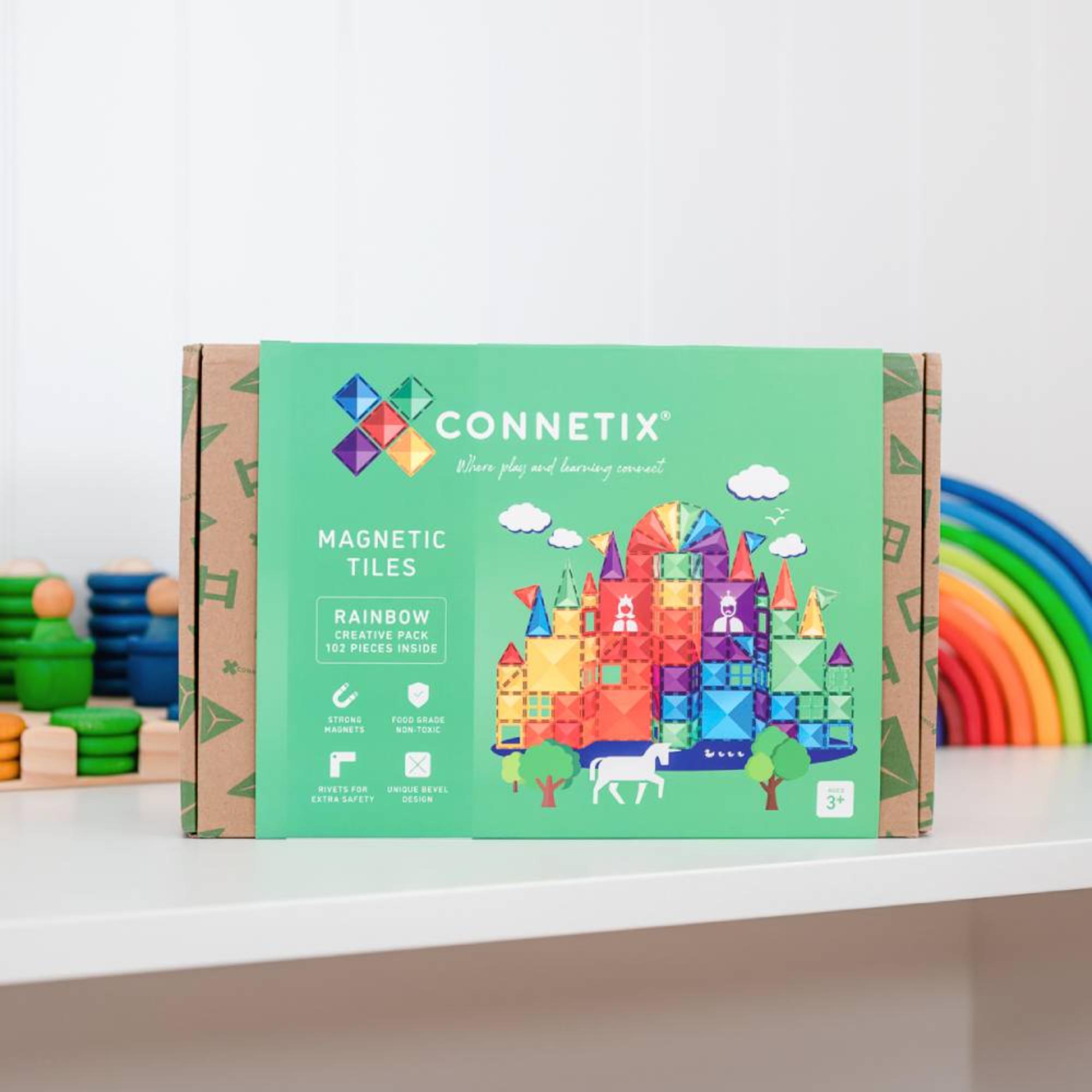 CONNETIX Magnetic Tiles 102 Piece Rainbow Creative Pack
