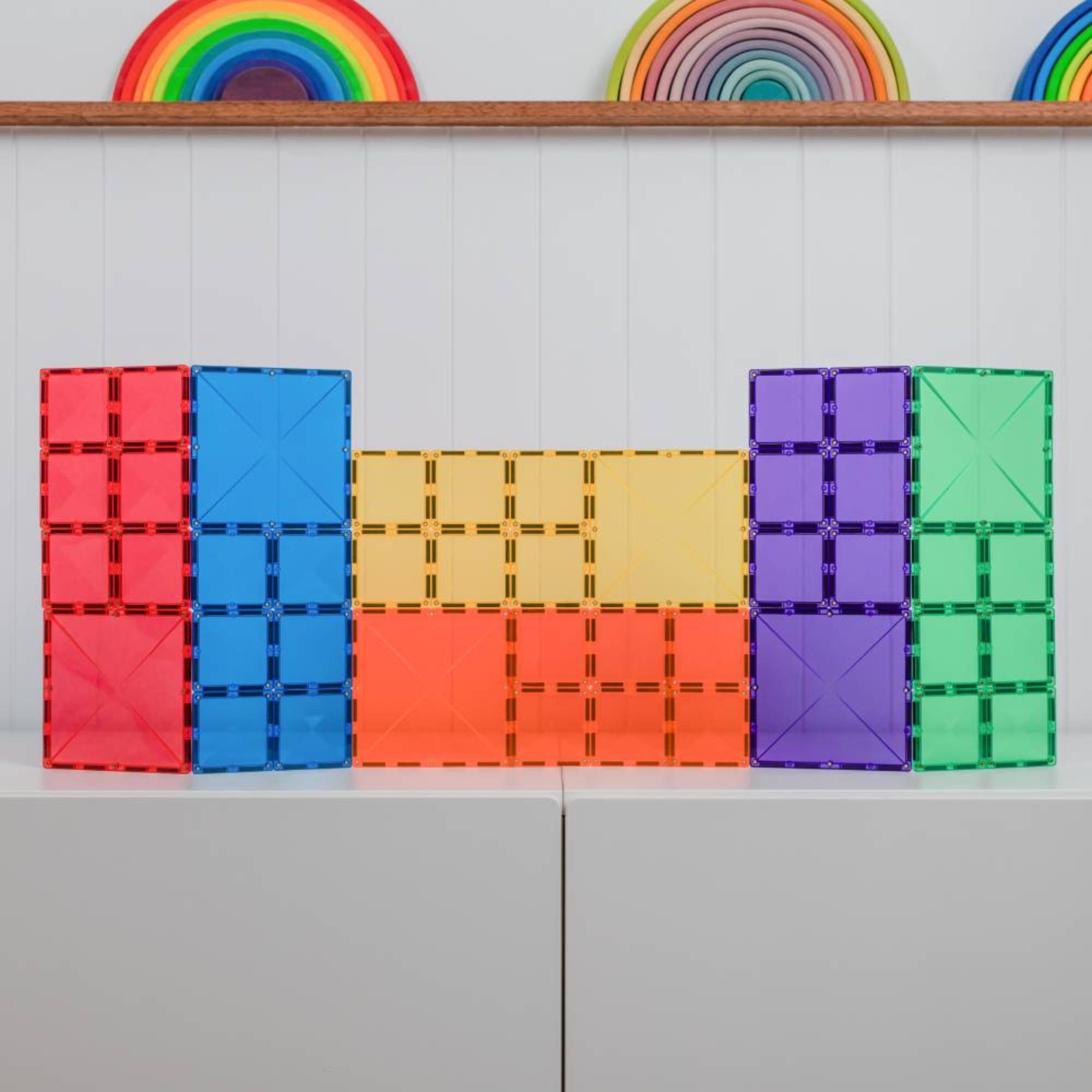 CONNETIX Magnetic Tiles 42 Piece Rainbow Square Pack