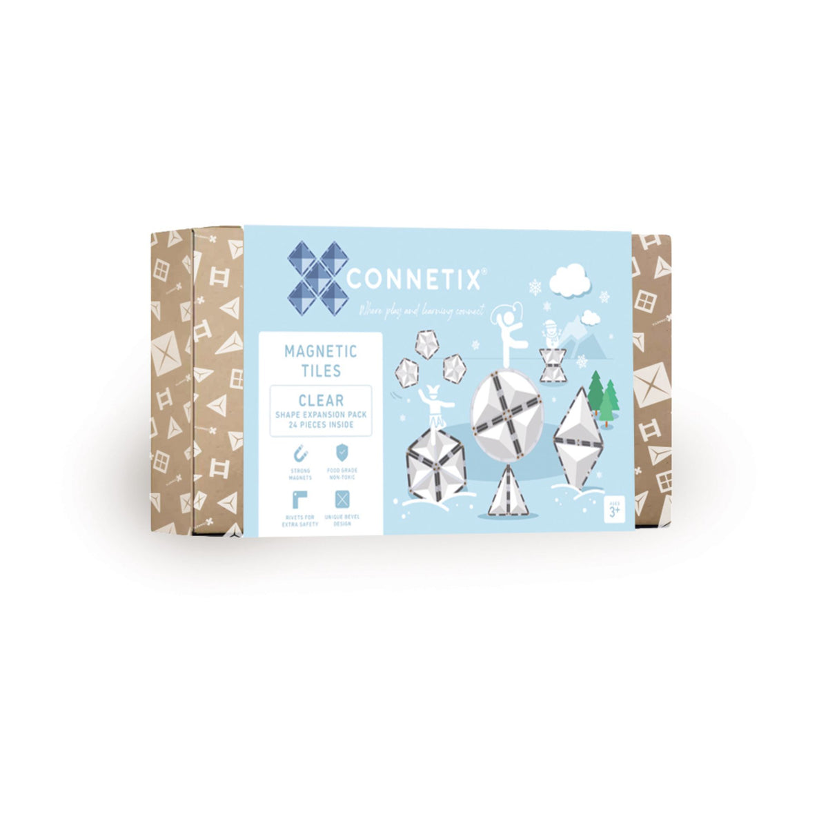 CONNETIX Magnetic Tiles 24 Piece - Clear Shape Expansion Pack - Toyworld NZ