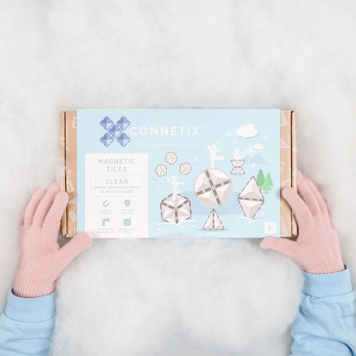 CONNETIX Magnetic Tiles 24 Piece - Clear Shape Expansion Pack - Toyworld NZ