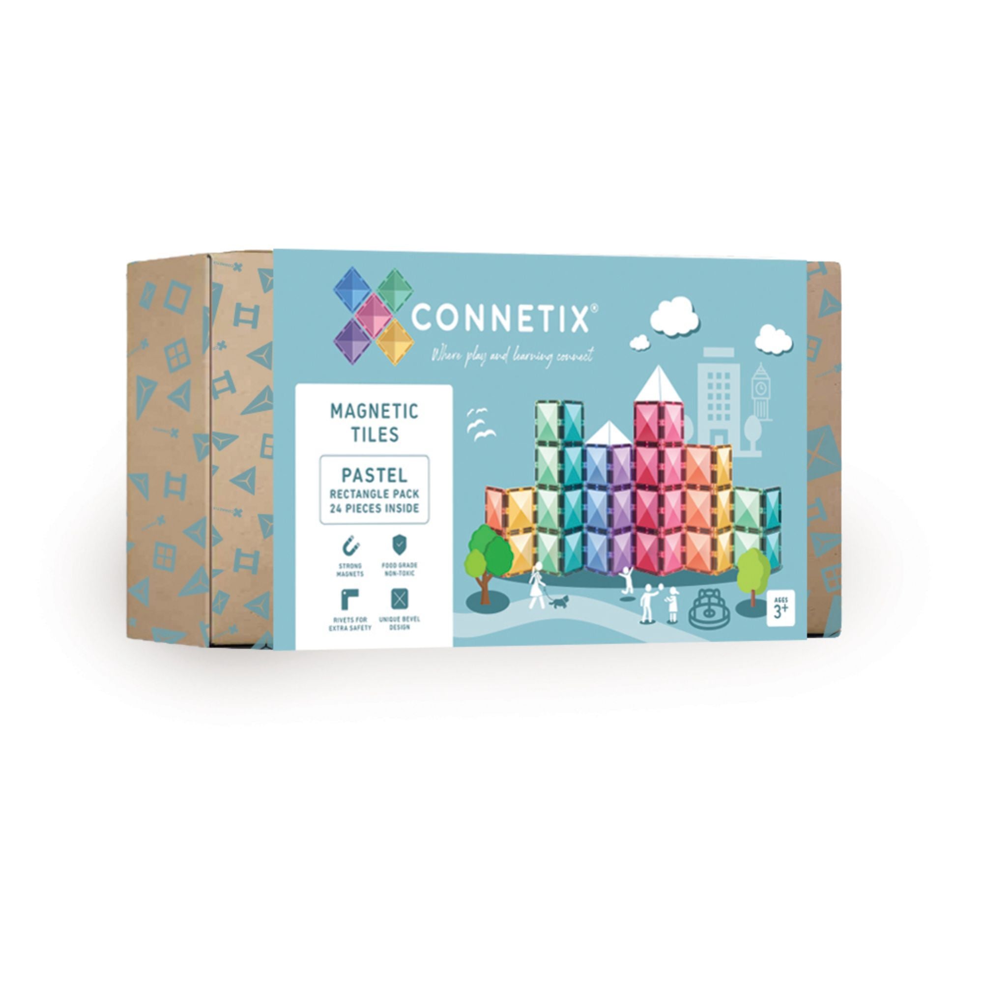 CONNETIX Magnetic Tiles 24 Piece Pastel Rectangle Pack