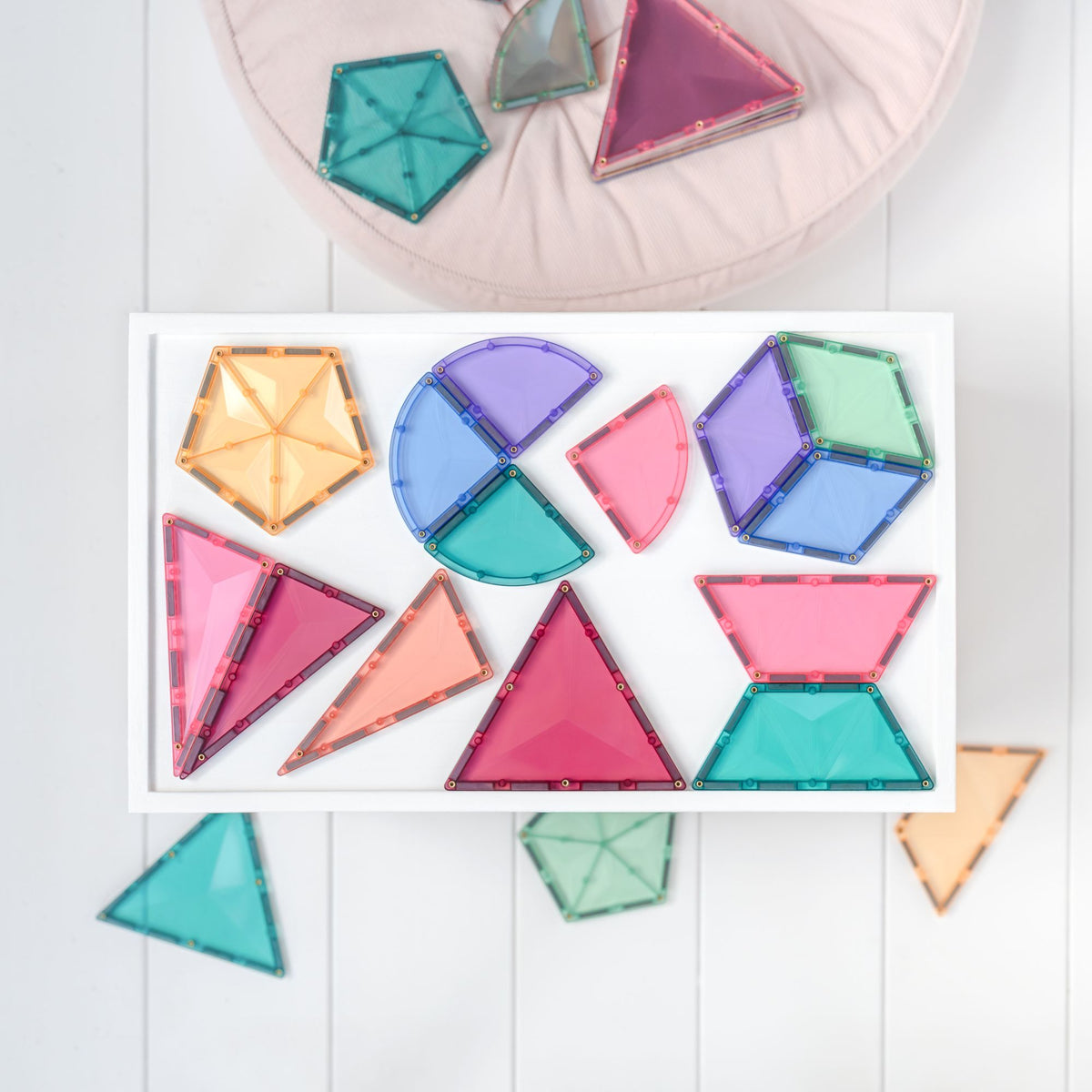 CONNETIX Magnetic Tiles 48 Piece - Pastel Shape Expansion Pack - Toyworld NZ