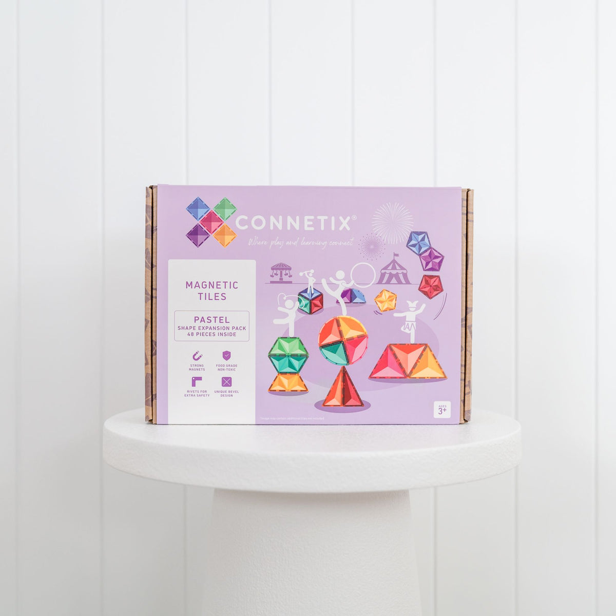 CONNETIX Magnetic Tiles 48 Piece - Pastel Shape Expansion Pack - Toyworld NZ