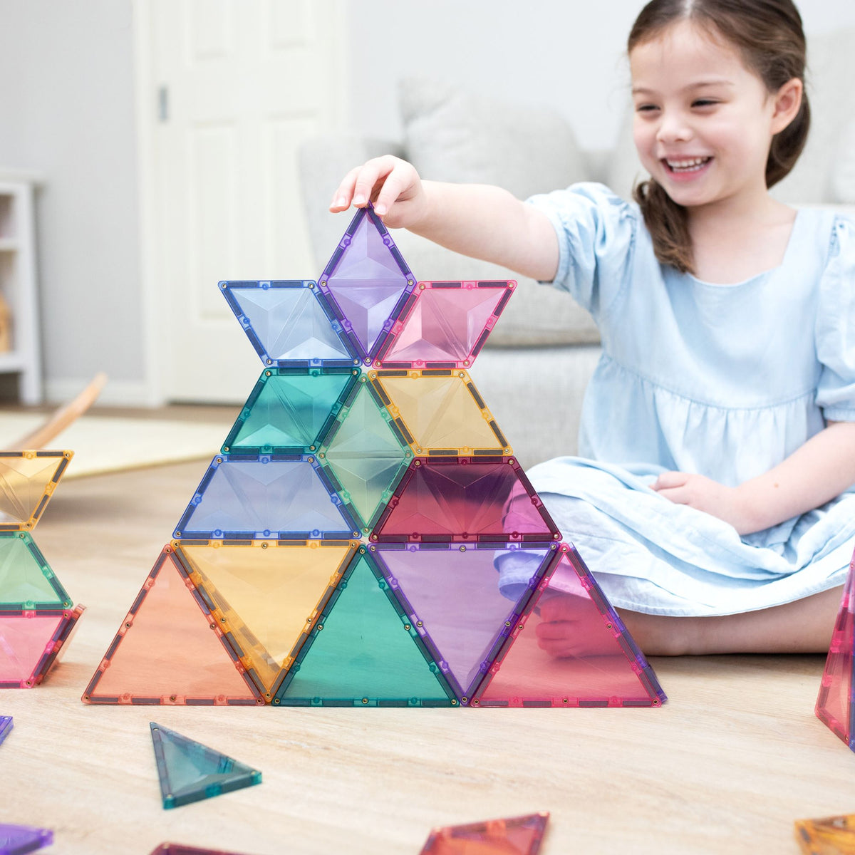 CONNETIX Magnetic Tiles 48 Piece - Pastel Shape Expansion Pack - Toyworld NZ