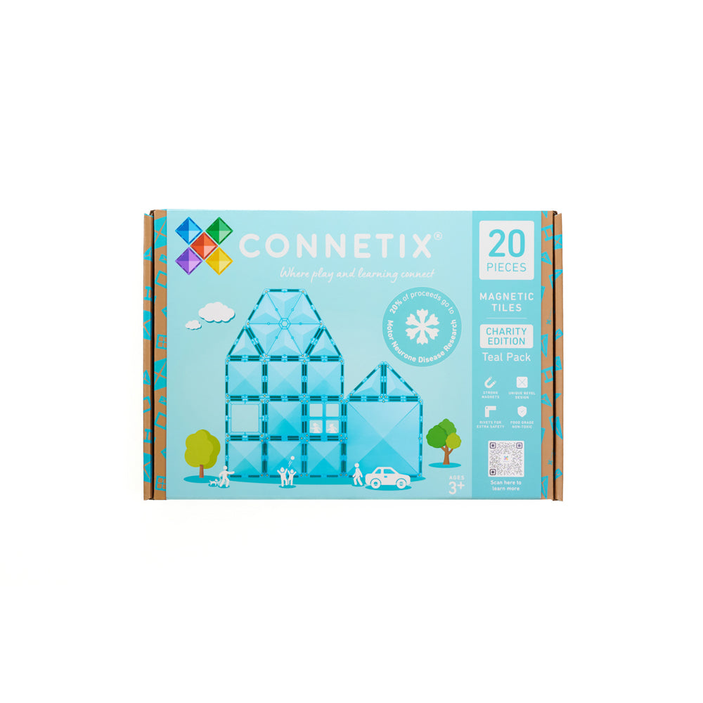 CONNETIX Magnetic Tiles 20 Piece - Teal Charity Pack, in packaging