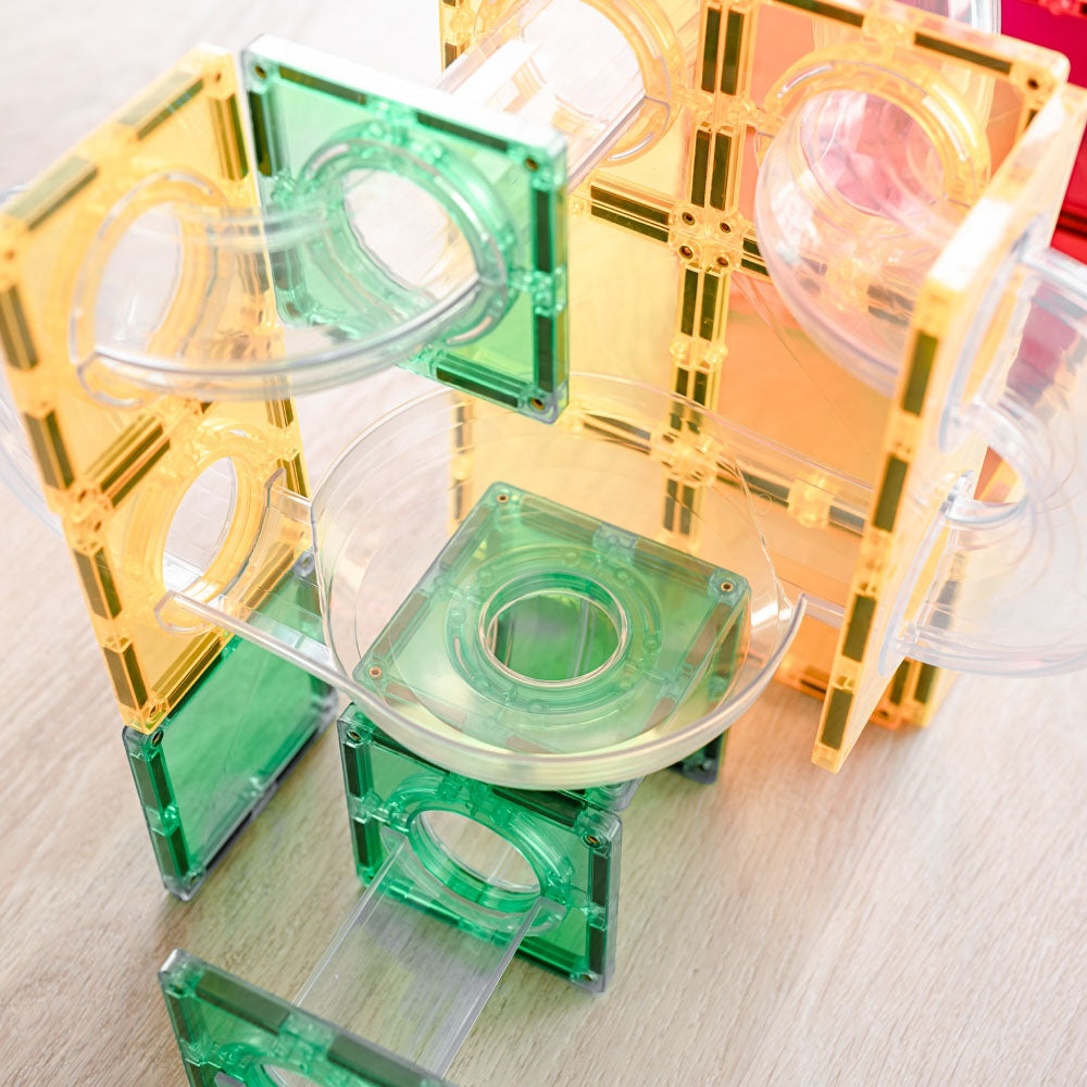 CONNETIX Magnetic Tiles 66 Piece - Rainbow Ball Run Expansion Pack