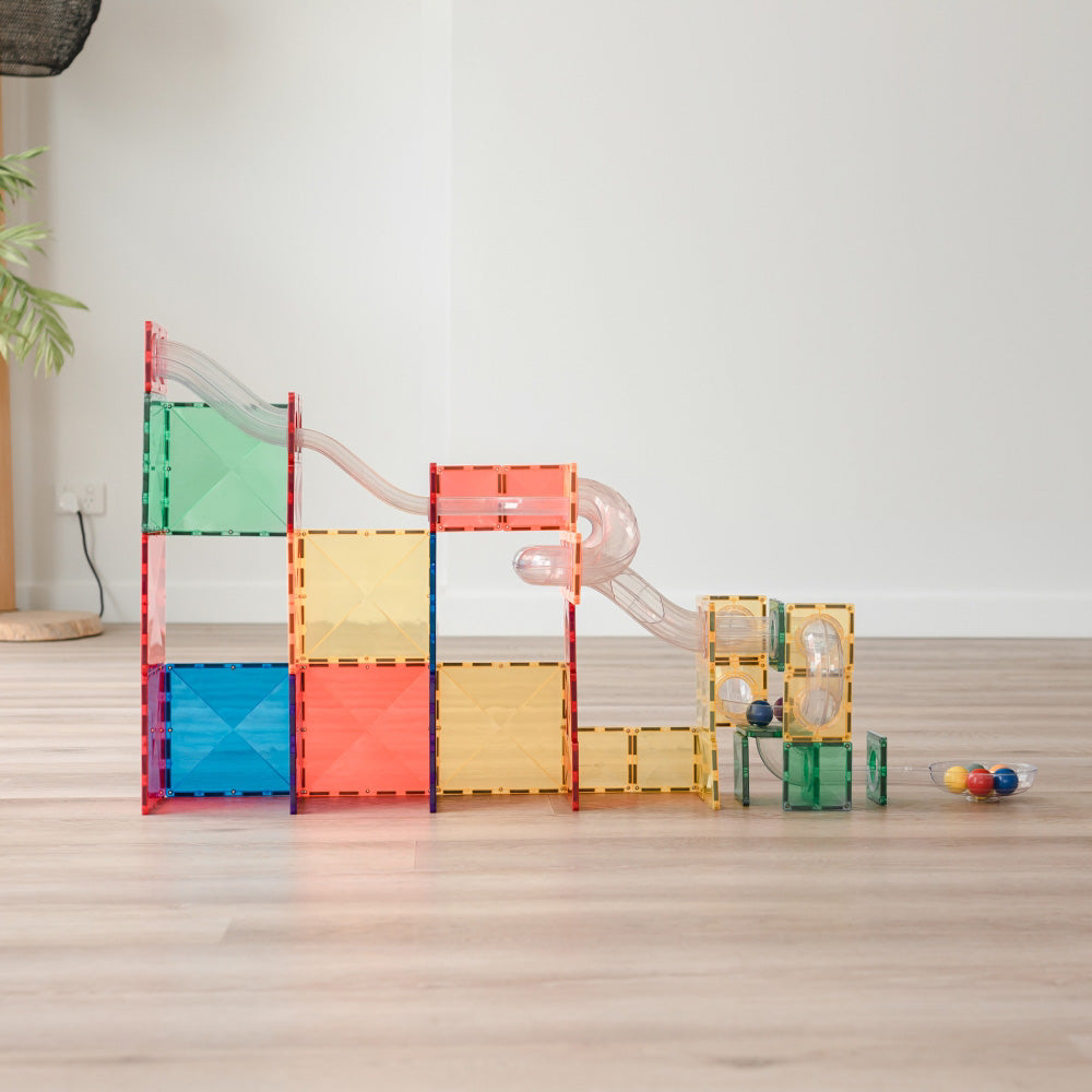 CONNETIX Magnetic Tiles 66 Piece - Rainbow Ball Run Expansion Pack
