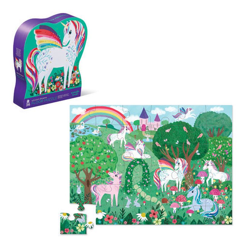 Crocodile Creek Shaped Box Puzzle 36Piece Unicorn Garden