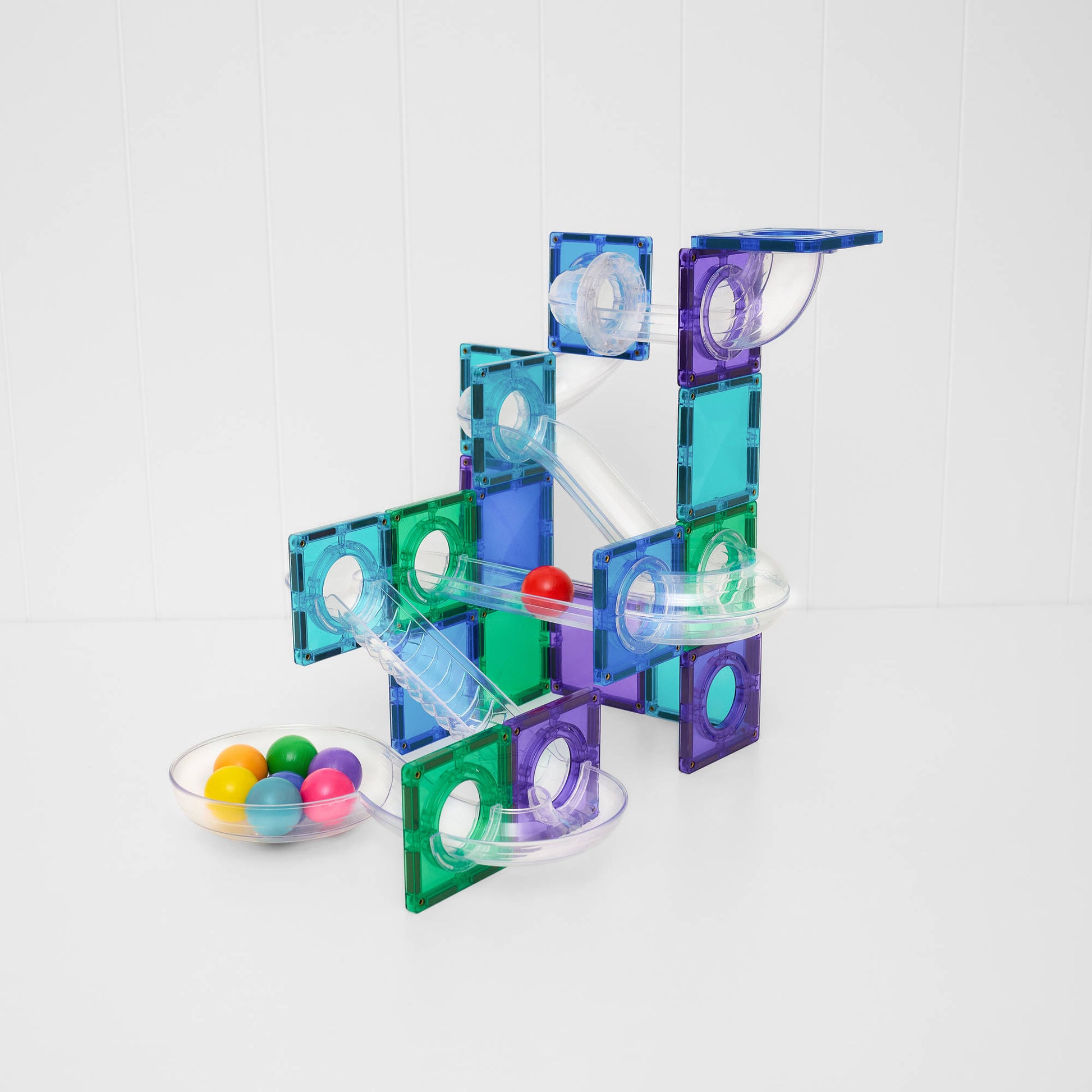 CONNETIX Magnetic Tiles 114 Piece - Bright Ball Run - Toyworld NZ