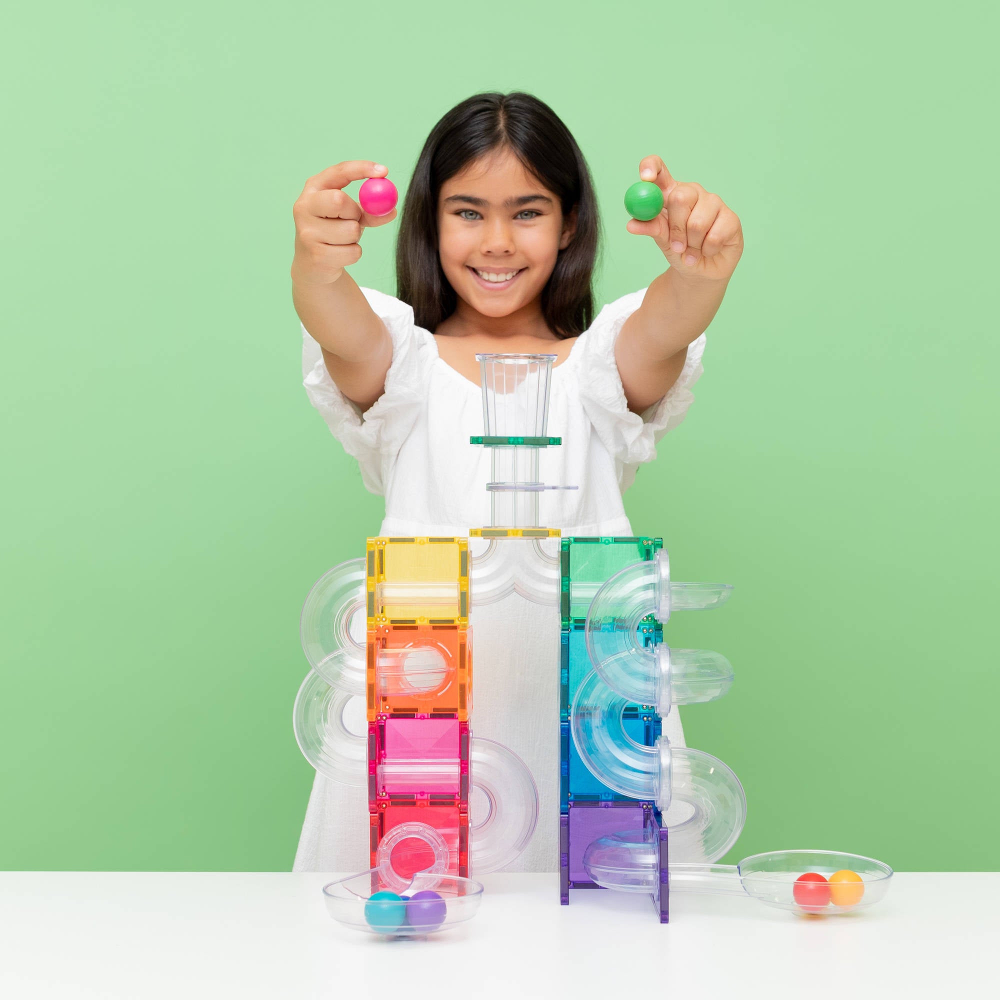 CONNETIX Magnetic Tiles 114 Piece - Bright Ball Run - Toyworld NZ