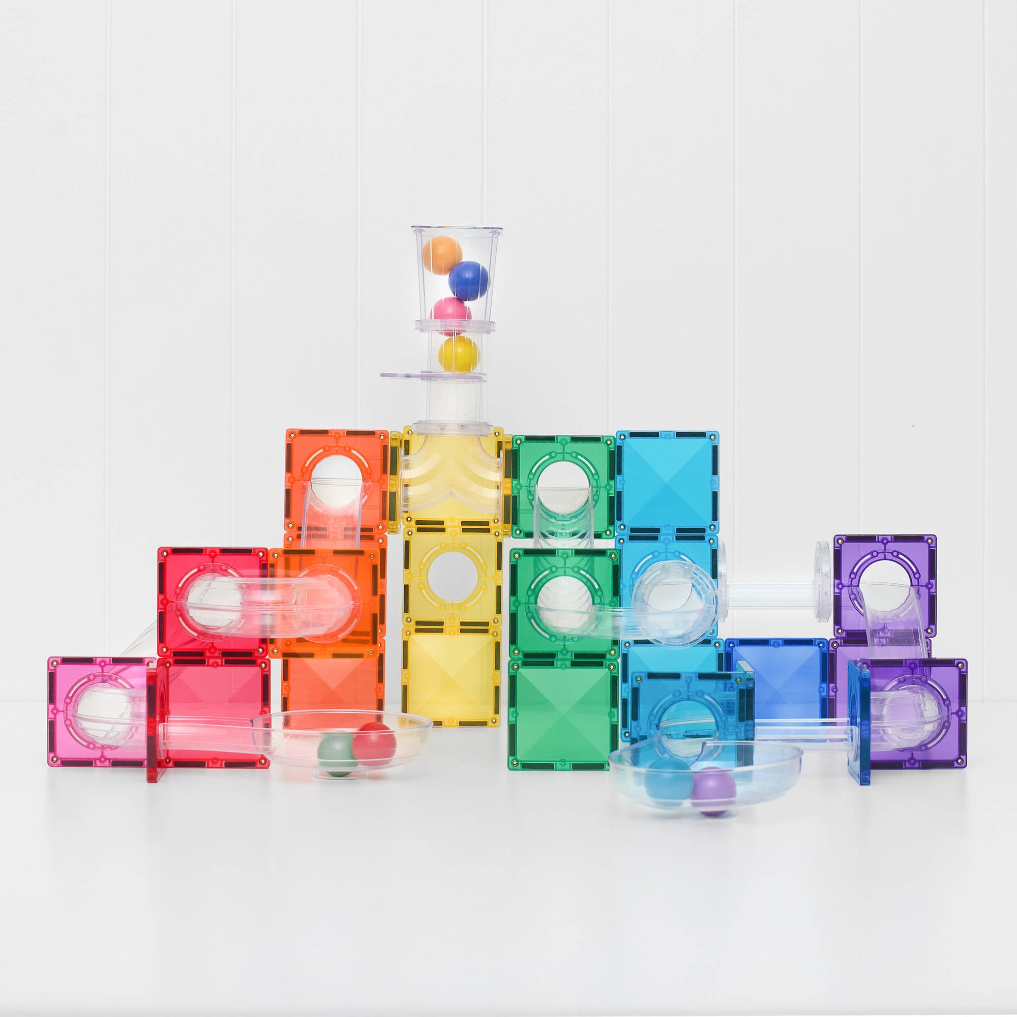 CONNETIX Magnetic Tiles 114 Piece - Bright Ball Run - Toyworld NZ