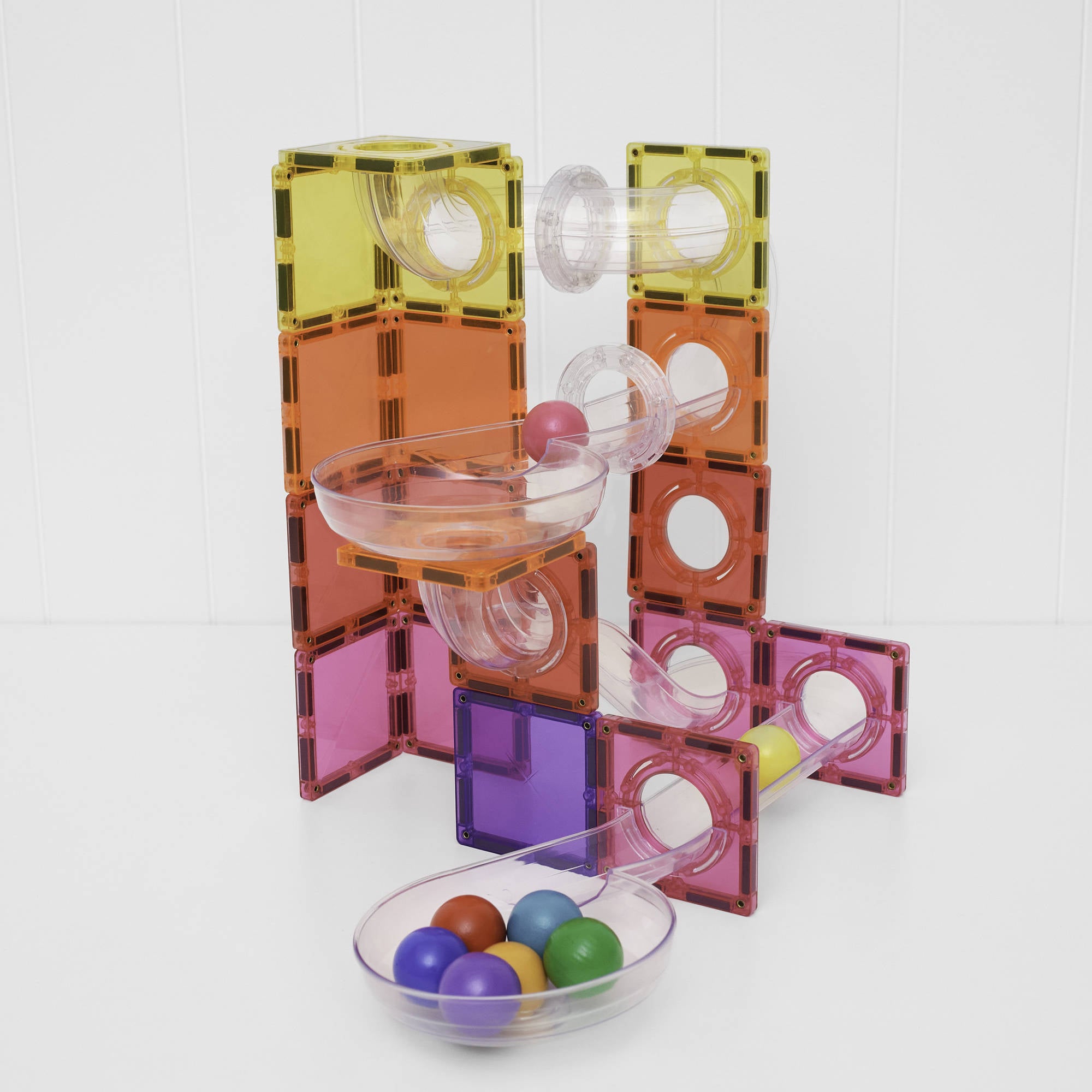 CONNETIX Magnetic Tiles 114 Piece - Bright Ball Run - Toyworld NZ