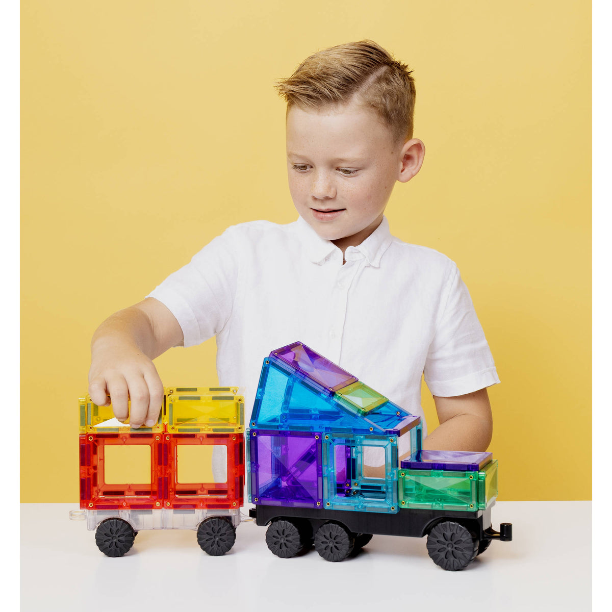 CONNETIX Magnetic Tiles 50 Piece - Bright Transport Pack - Toyworld NZ