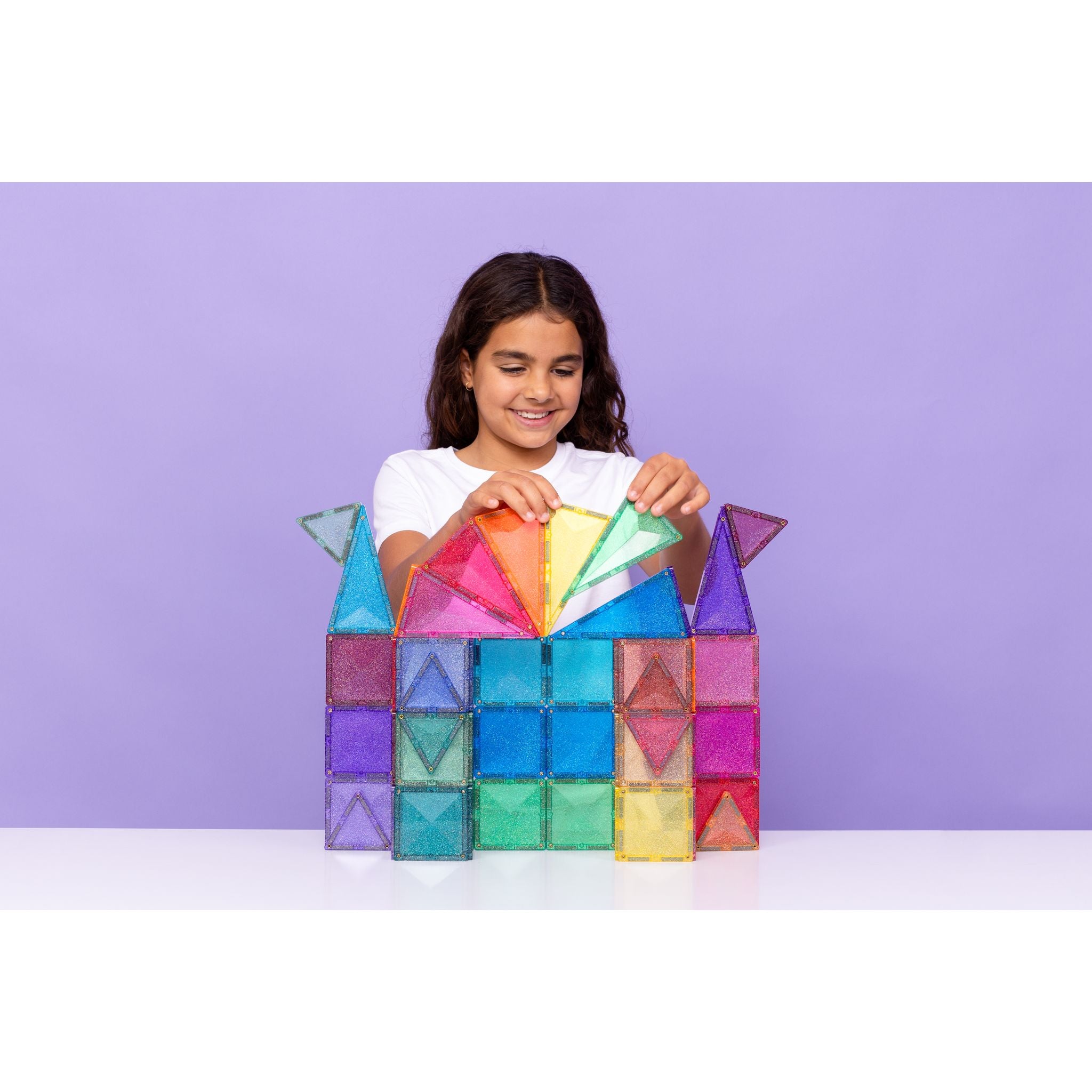CONNETIX Magnetic Tiles 48 Piece - Castle Glitter Pack