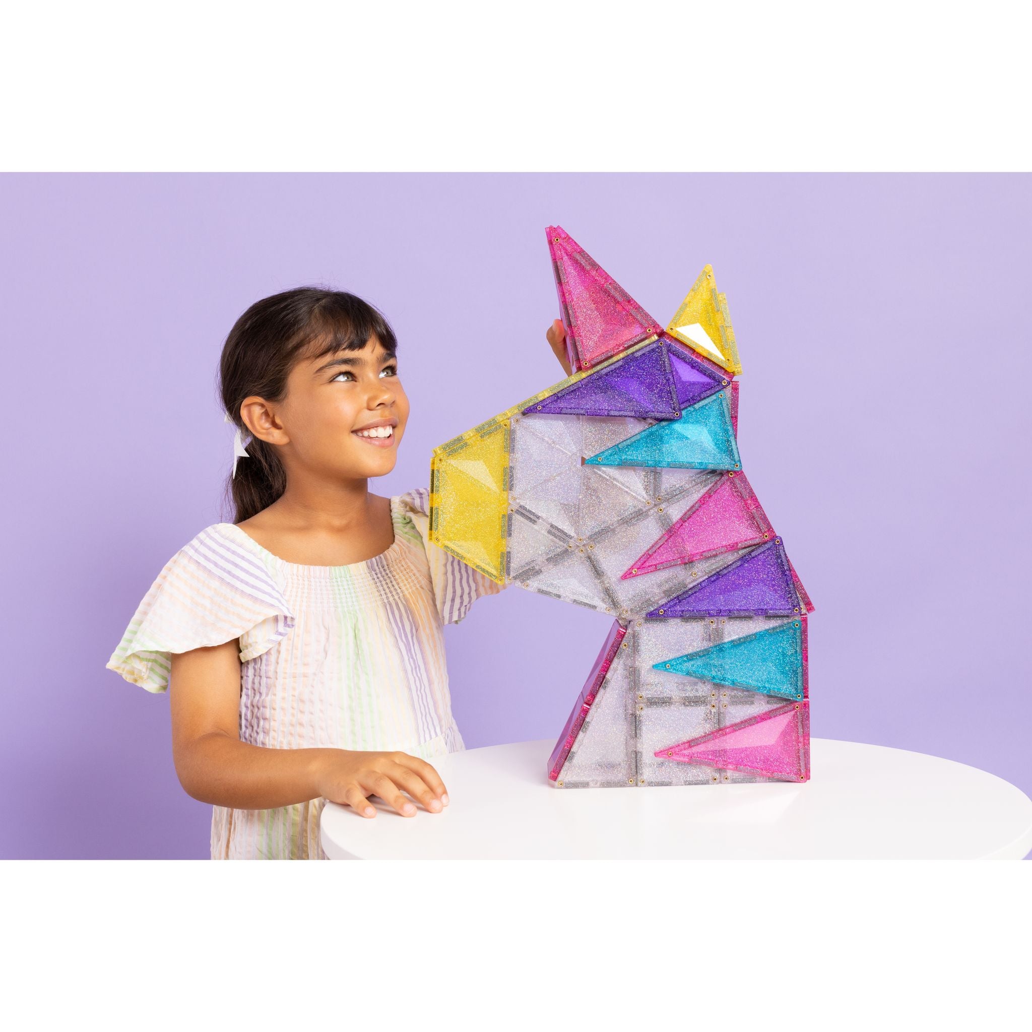 CONNETIX Magnetic Tiles 56 Piece - Glitter Unicorn Pack