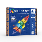 CONNETIX Magnetic Tiles 30 Piece - Light Rocket Pack - Toyworld NZ