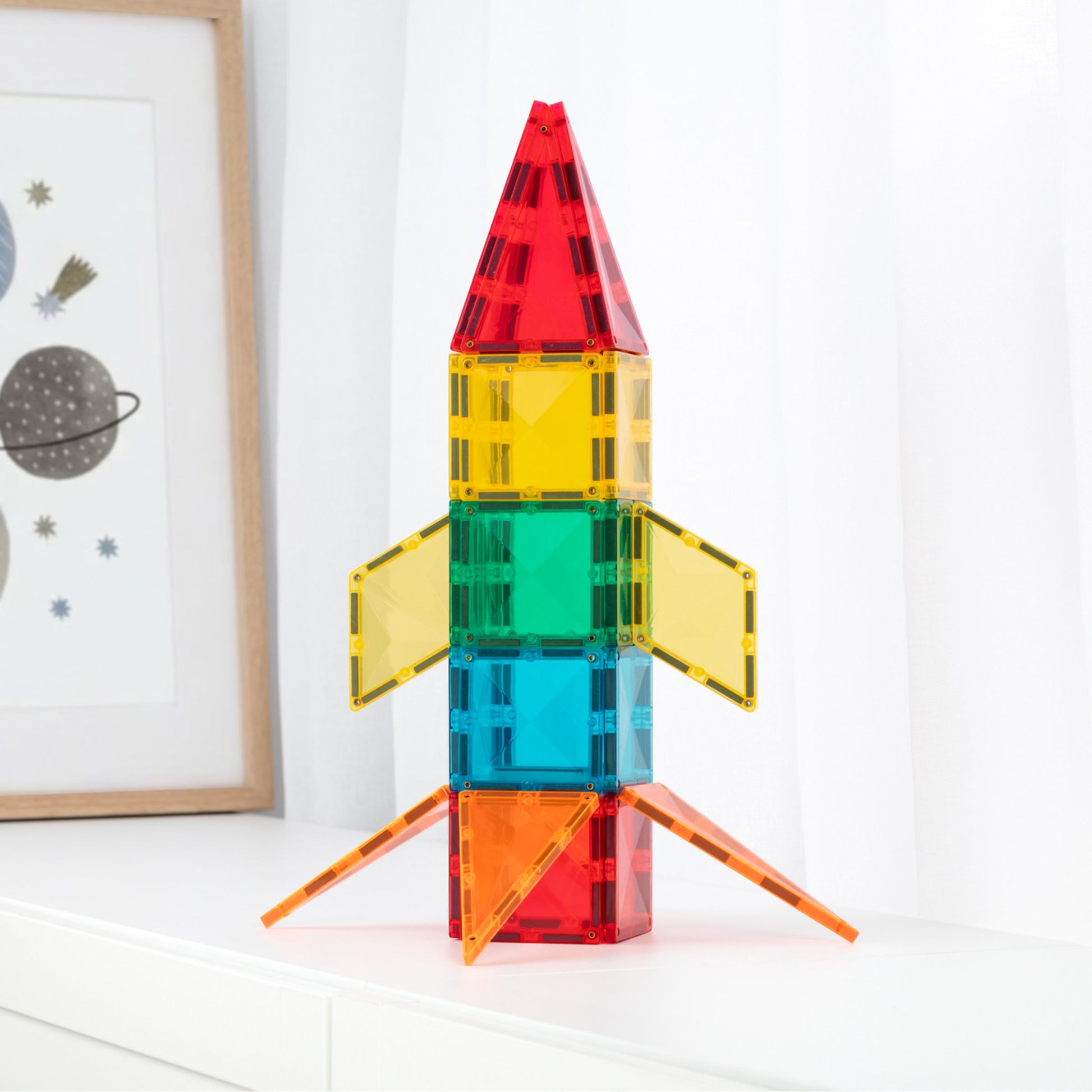 CONNETIX Magnetic Tiles 30 Piece - Light Rocket Pack - Toyworld NZ