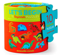 Croc Creek Puzzles 2Pc Lets Begin Canister Dinosaurs