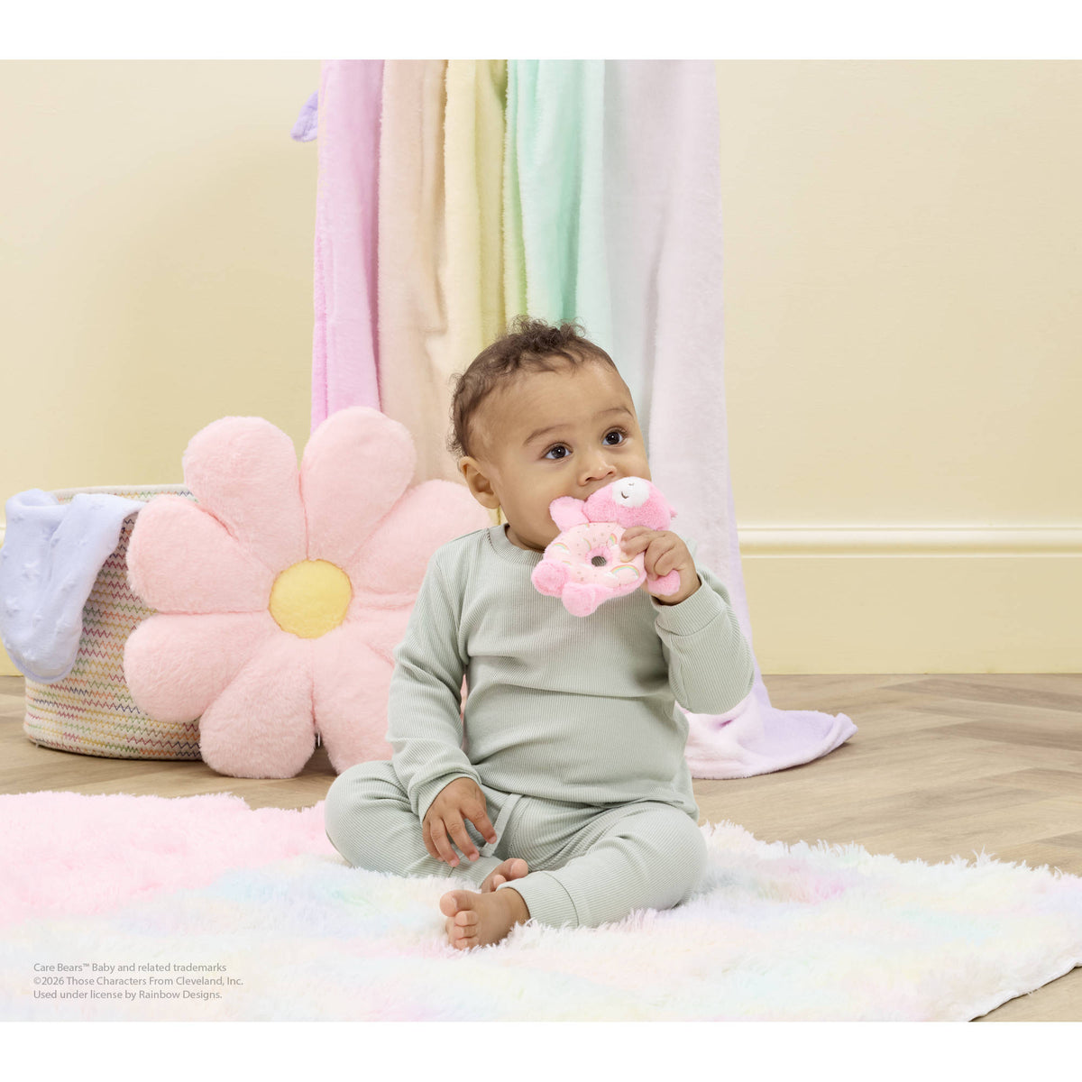 Care Bears Baby Ring Rattle - Cheer Bear.