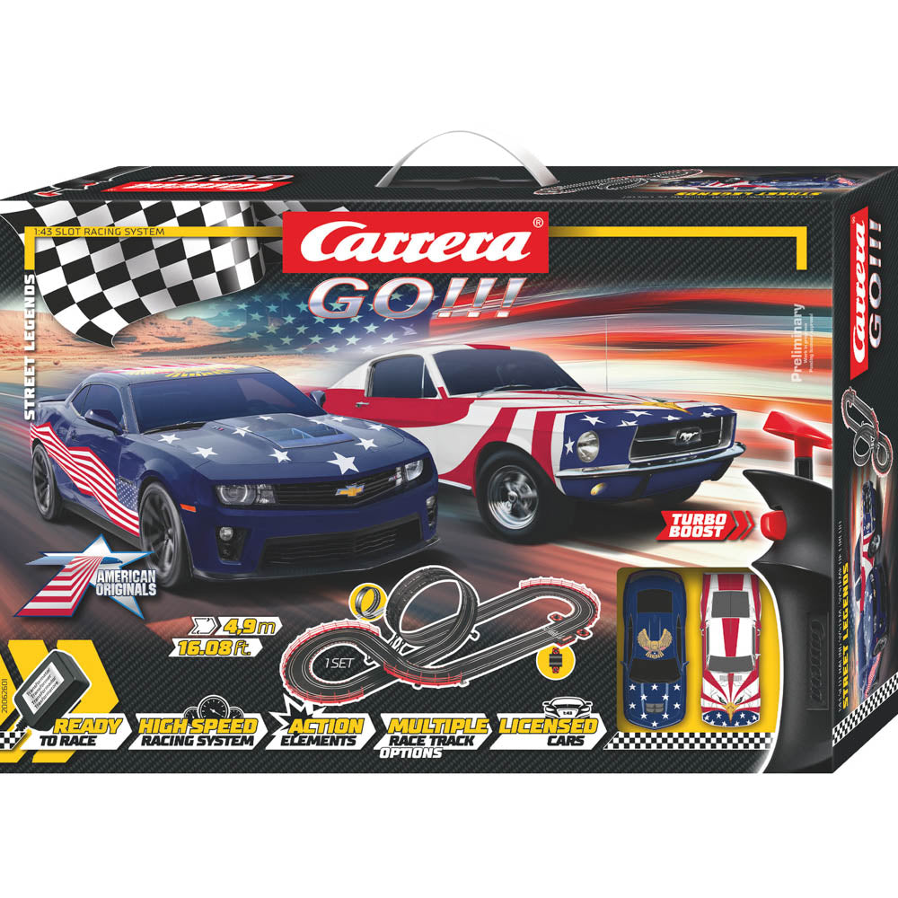 Carrera GO!!! Street Legends American Originals 1:43 Scale Slot Car Set.