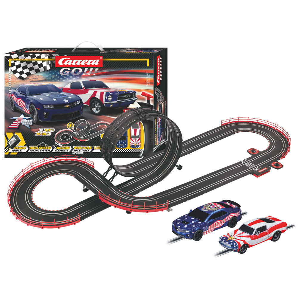 Carrera GO!!! Street Legends American Originals 1:43 Scale Slot Car Set.