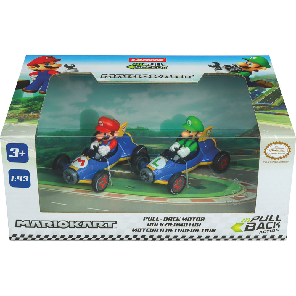Carrera Mario Kart Pull & Speed Mach 8 Twin Pack - Mario & Luigi playset.