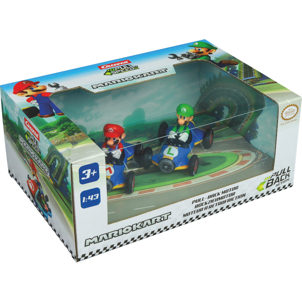 Carrera Mario Kart Pull & Speed Mach 8 Twin Pack - Mario & Luigi playset.