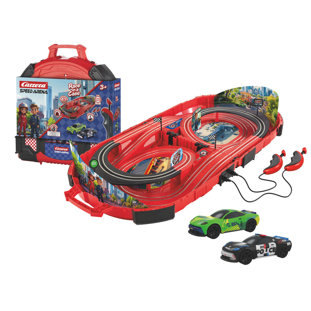 Carrera Speed Arena Slot Car Race Track - Police Chase in fold-out case playset.