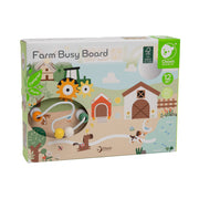 Classic World Farm Busy Board for baby, in packaging.