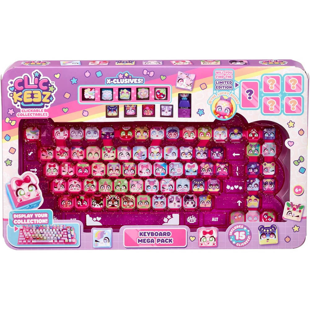 Clickeez Keyboard Mega Pack keychain accessories.