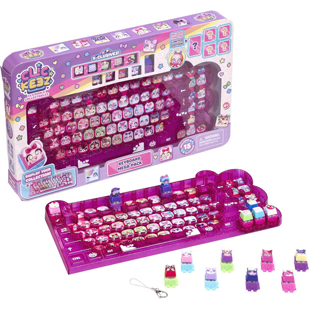 Clickeez Keyboard Mega Pack keychain accessories.