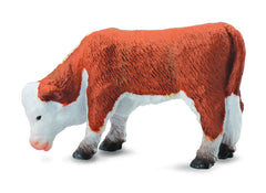 COLLECTA HEREFORD CALF GRAZING FIGURE (GREEN)