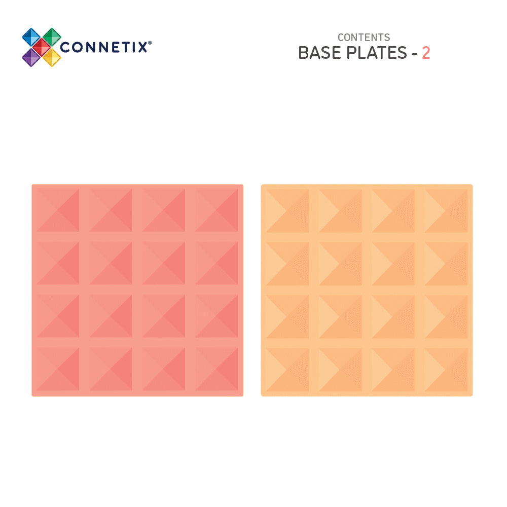 CONNETIX Magnetic Tiles 2 Piece - Pastel Base Plate Pack Lemon & Peach - Toyworld NZ