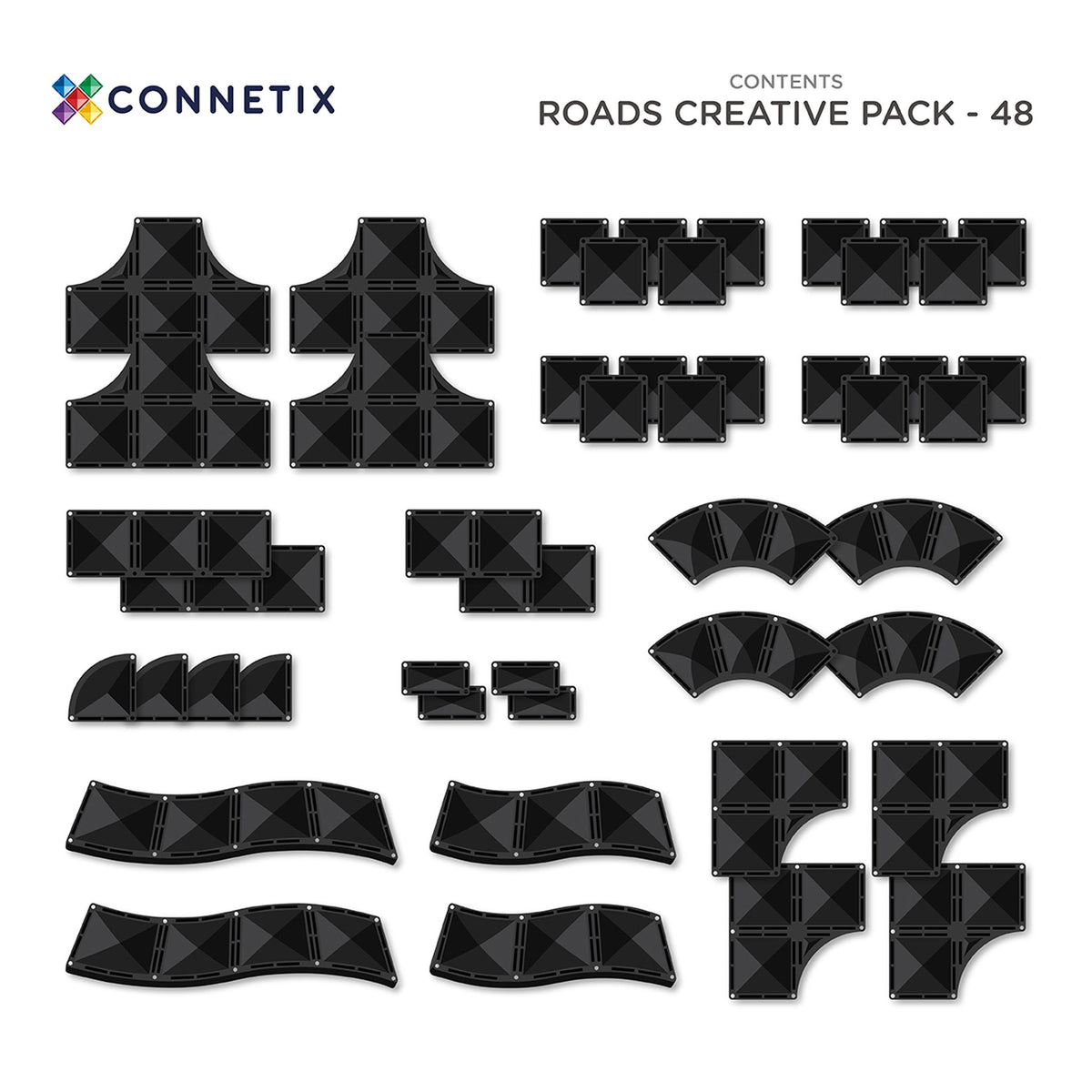 CONNETIX Magnetic Tiles 48 Piece - Creative Roads Pack - Toyworld NZ