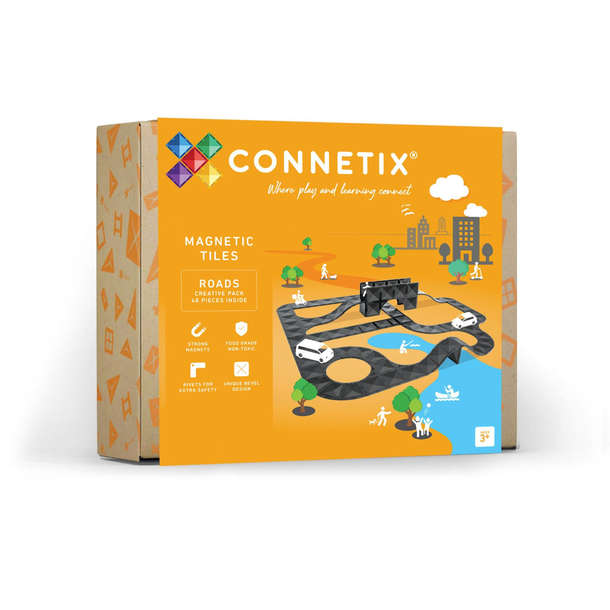 CONNETIX Magnetic Tiles 48 Piece - Creative Roads Pack - Toyworld NZ