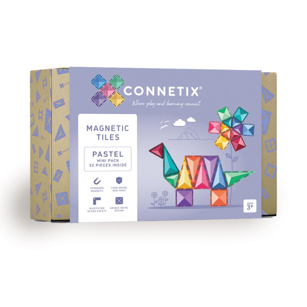 CONNETIX Magnetic Tiles 32 Piece Pastel Mini Pack, in packaging