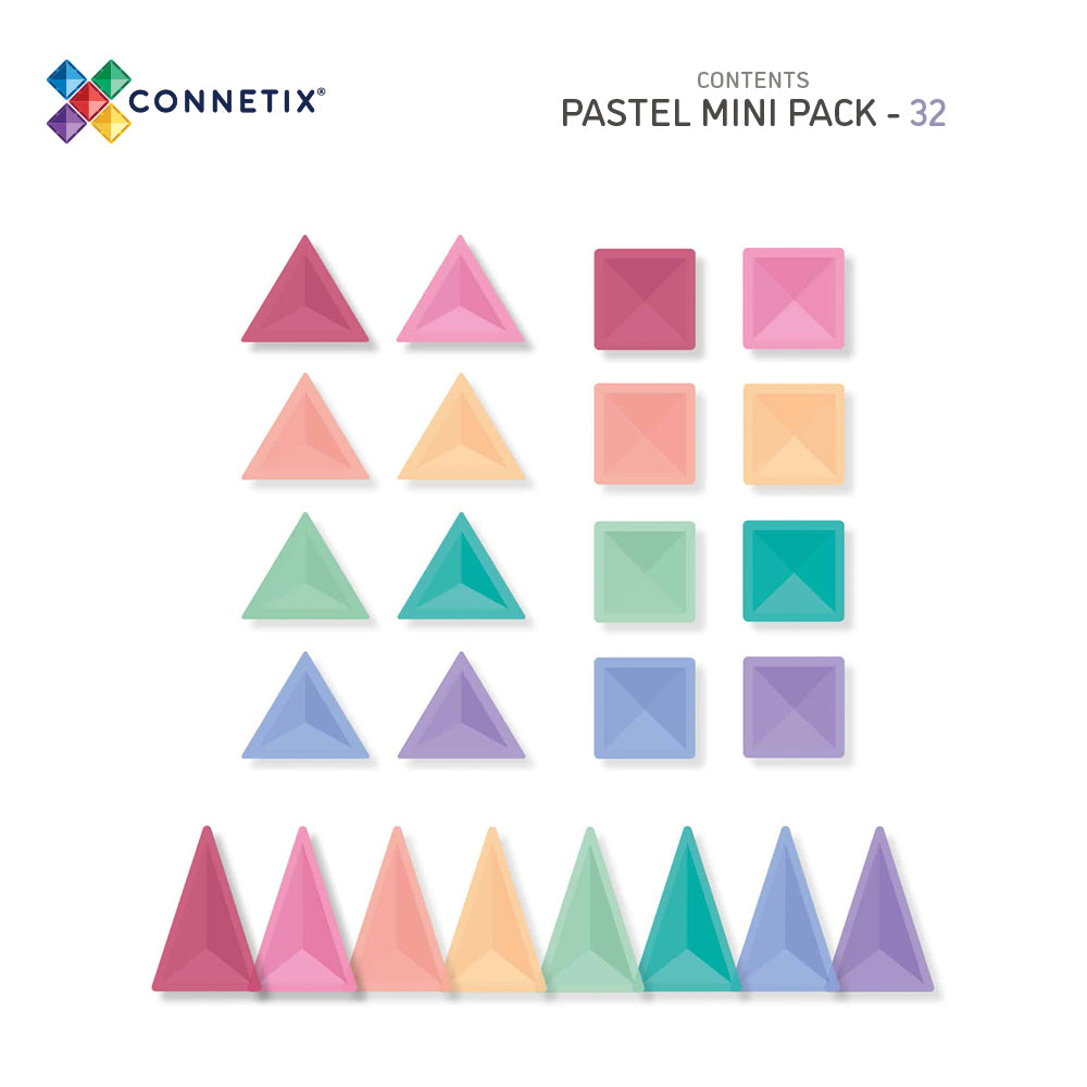 CONNETIX Magnetic Tiles 32 Piece Pastel Mini Pack