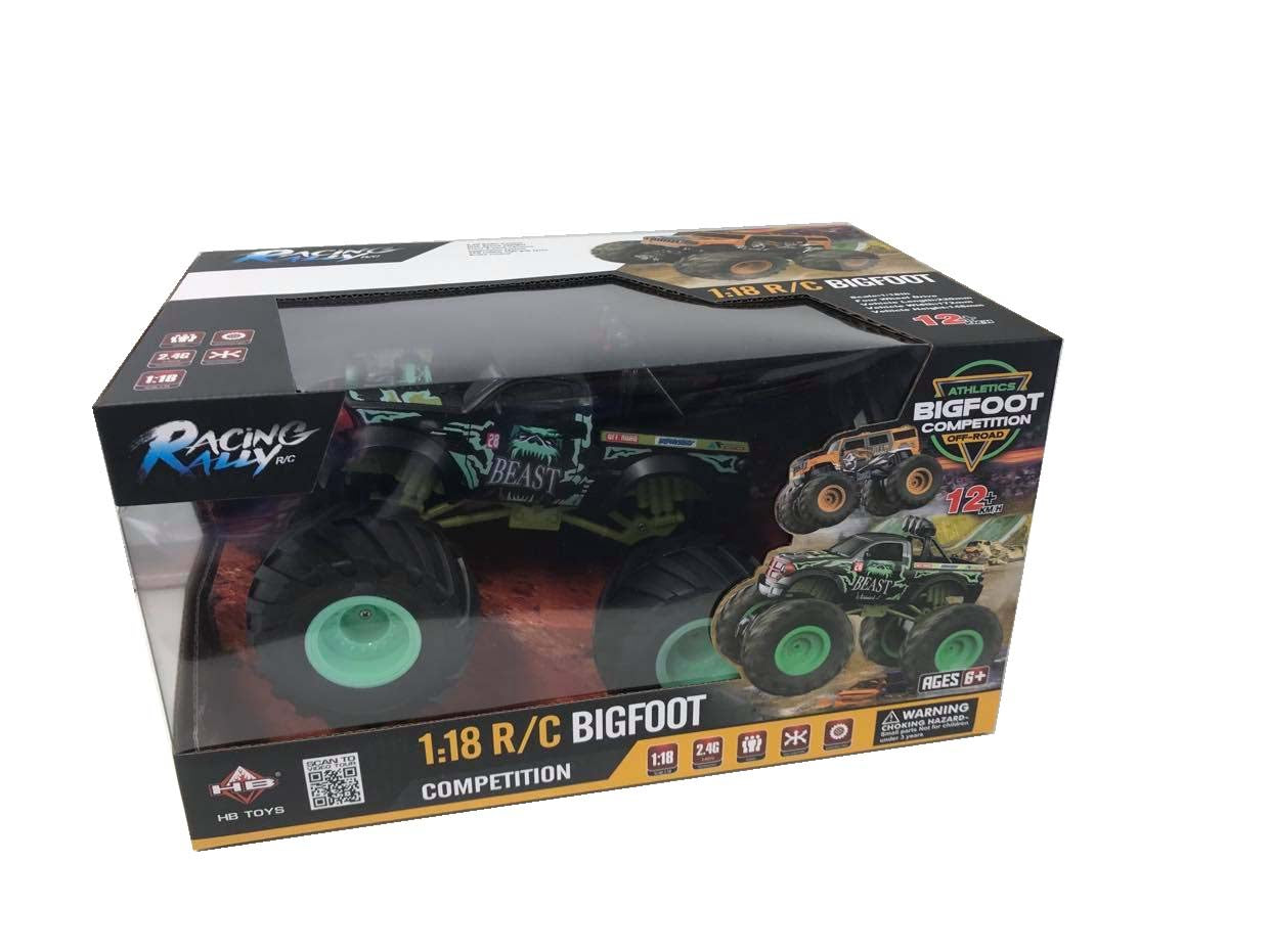 Racing Rally 1:18 Remote Control Bigfoot Bigfoot Beast Green Wheels