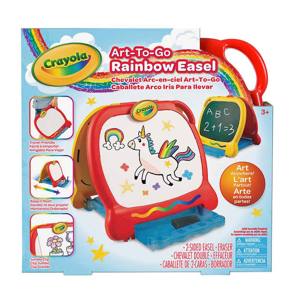 Crayola Art-To-Go Rainbow Easel and chalkboard, in packaging