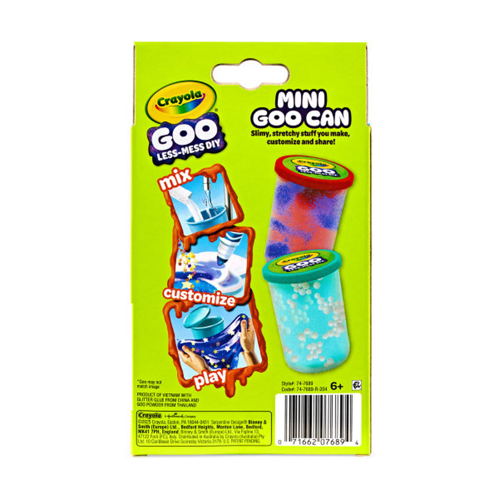 Back packaging for the Crayola Goo DIY Mini Goo Cans Slime