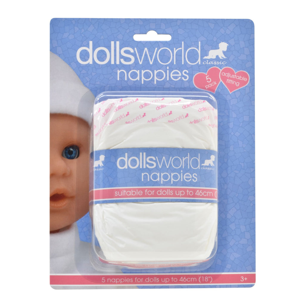 DOLLS WORLD NAPPIES 5 PACK