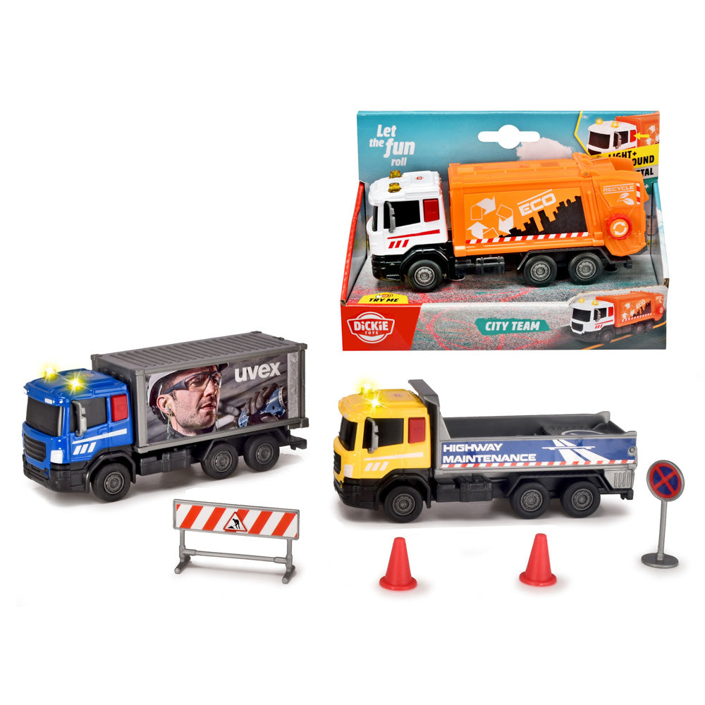 Dickie Toys City Small Team trucks Assorted Styles toys.