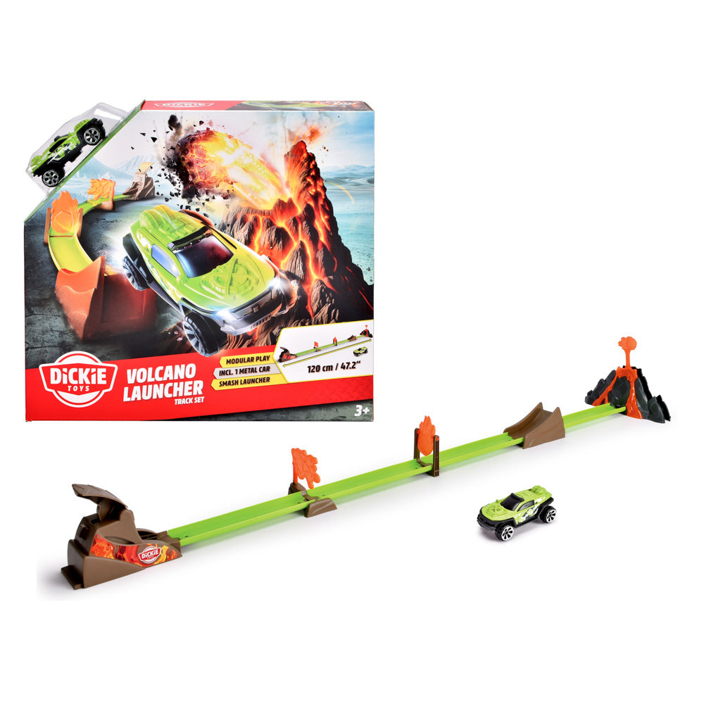 Dickie Toys Volcano Launcher Track Set with toy car.