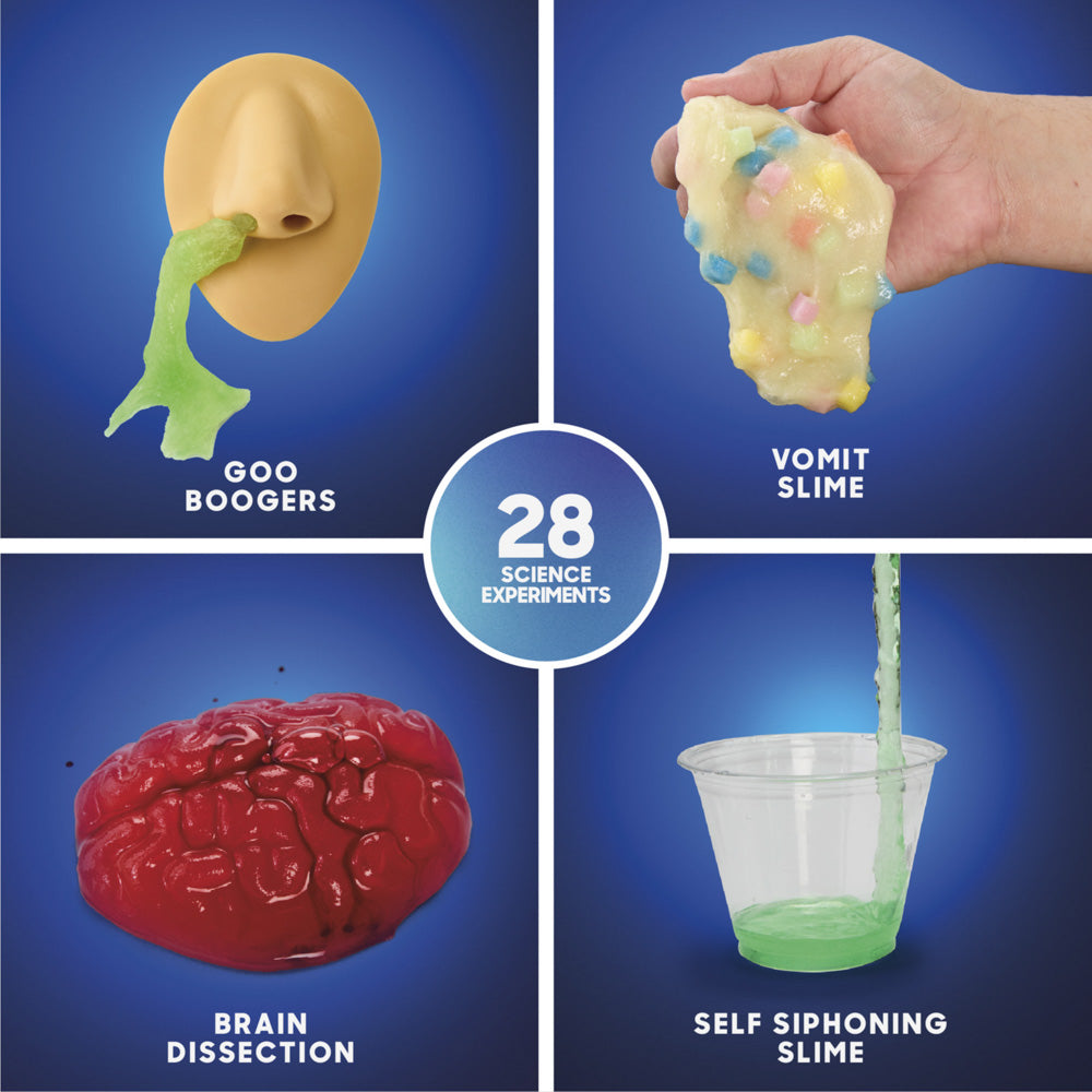 Boogers, vomit, brain and slime in the Discovery DIY Creepy Science Lab kit